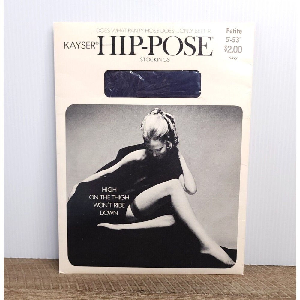 Vintage Kayser Thigh High Hose Navy Petite‎ New Sealed